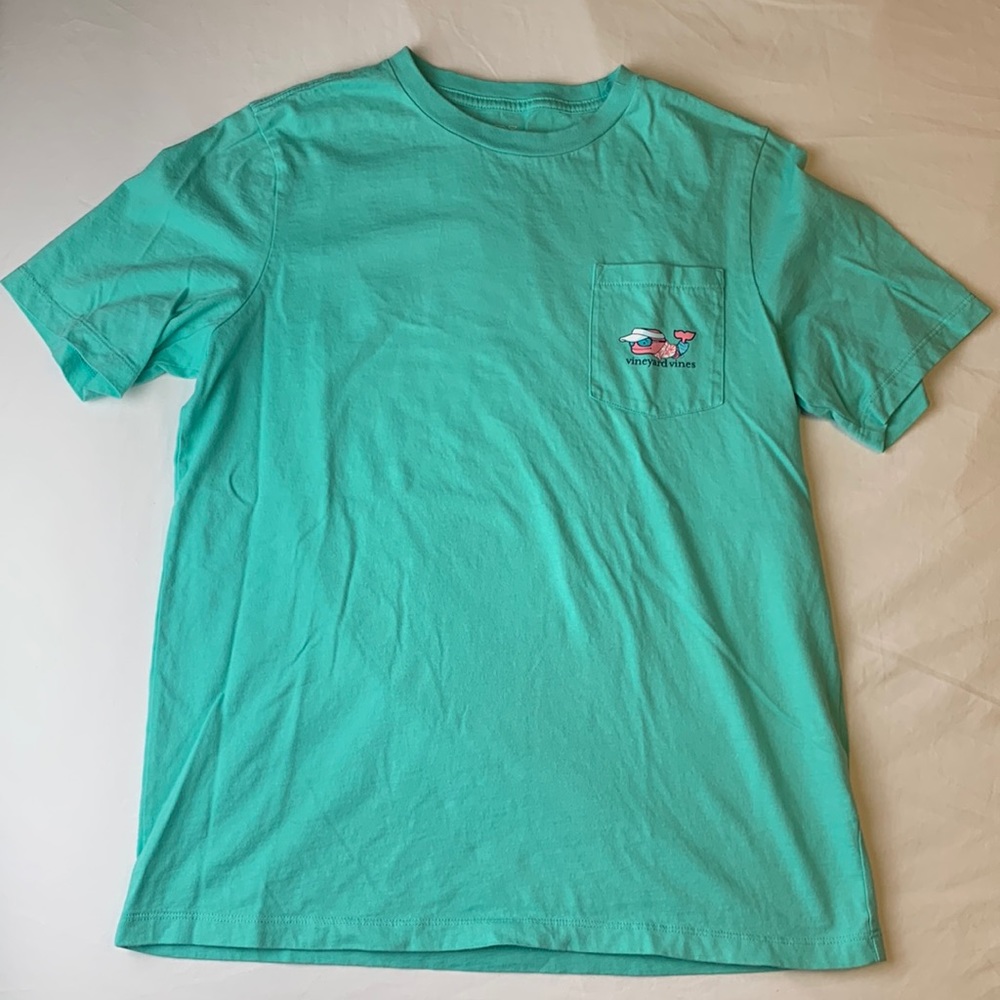 Vineyard Vine Girls EDSFTG Whale Graphic Pocket Tee Shirt Size Large 16